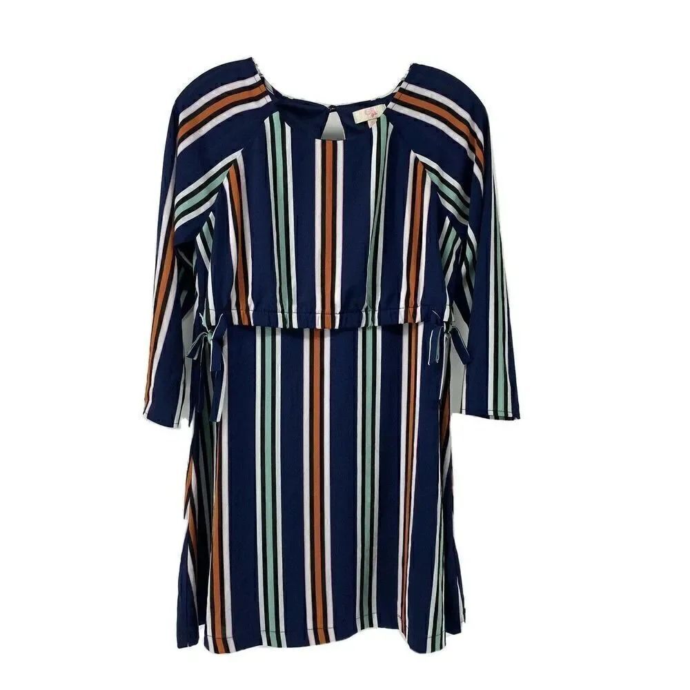 Gianni Bini Girls XL Blue Striped Layered Dress